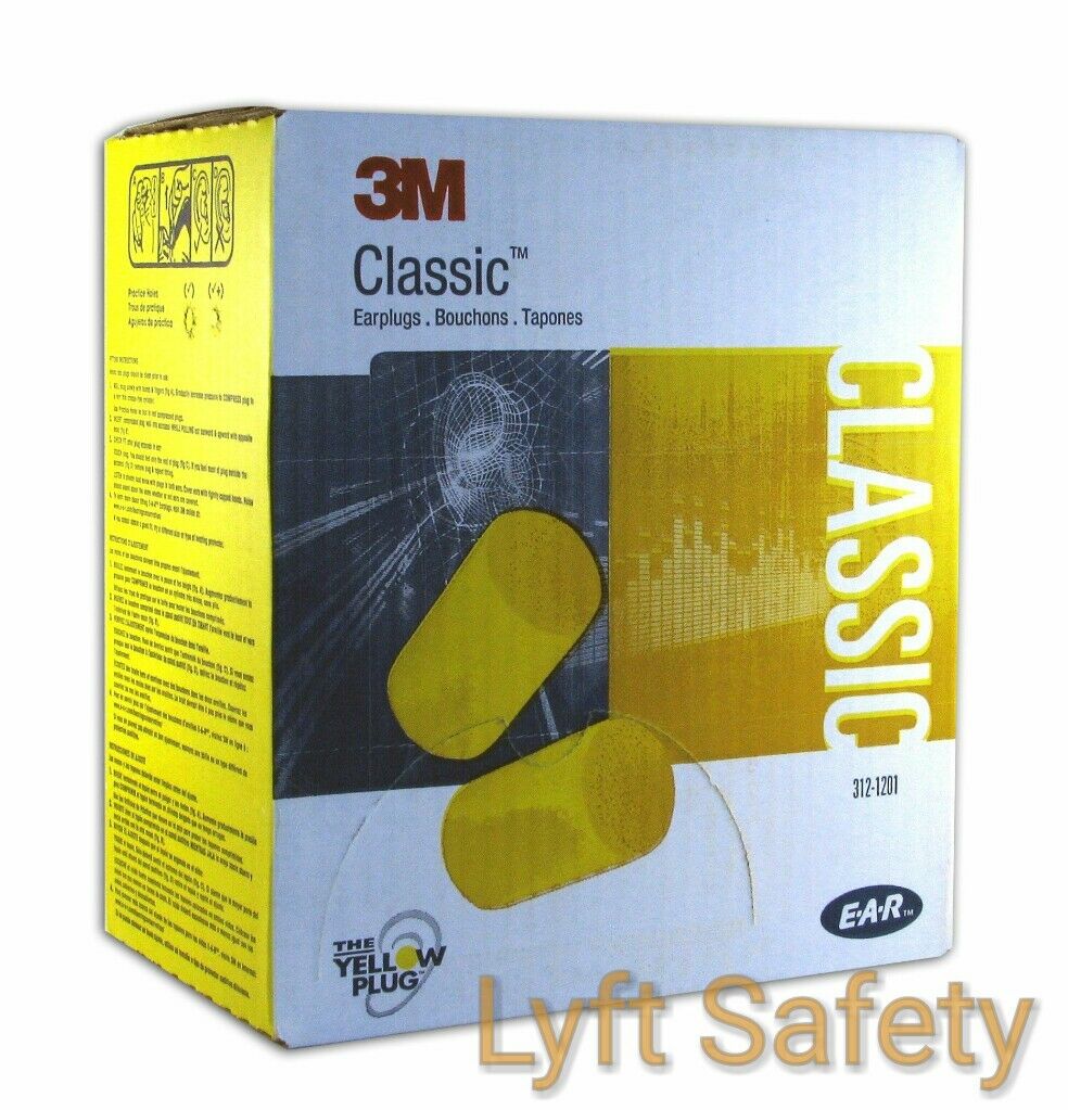 Ear Plugs 3m E-a-r Classic Noise Reduction 29db Yellow Foam One Use 25/pack