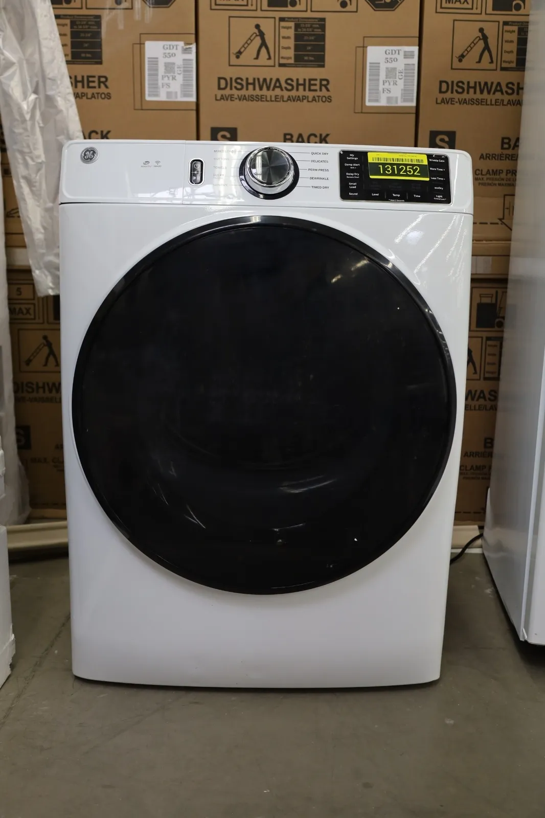 Ge Gfd55gssnww 28" White Front Load Natural Gas Dryer Nob #131252
