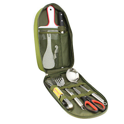 Camping Utensil Outdoor Cooking Accessories 8pc Set Travel Cookware In Bag