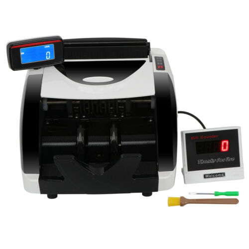 New Money Bill Counter Counting Machine Counterfeit Detector Uv & Mg Cash Bank