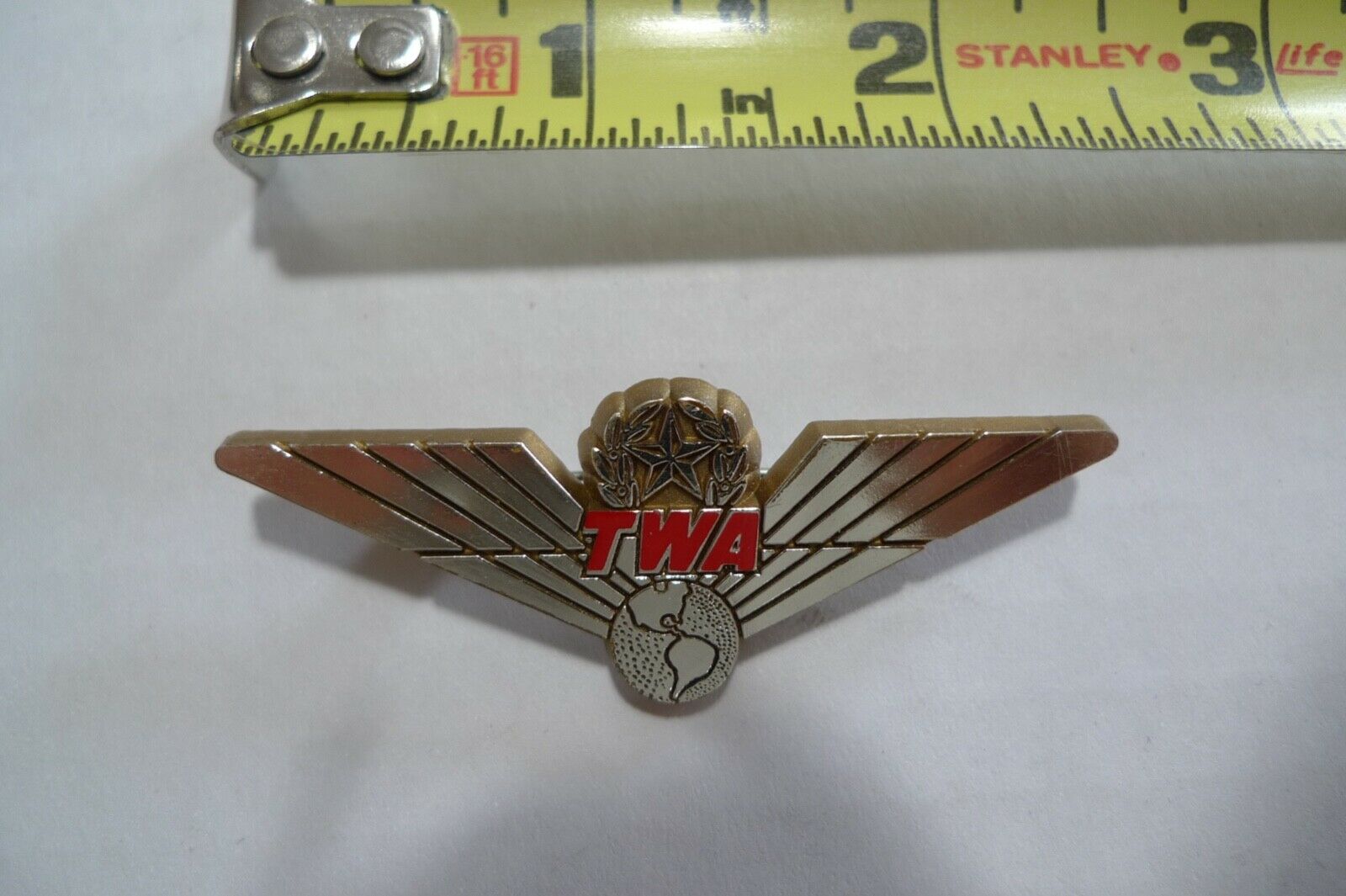 Vintage---twa  Junior  Pilot  Plastic  Wings  Pin-   Made In Usa