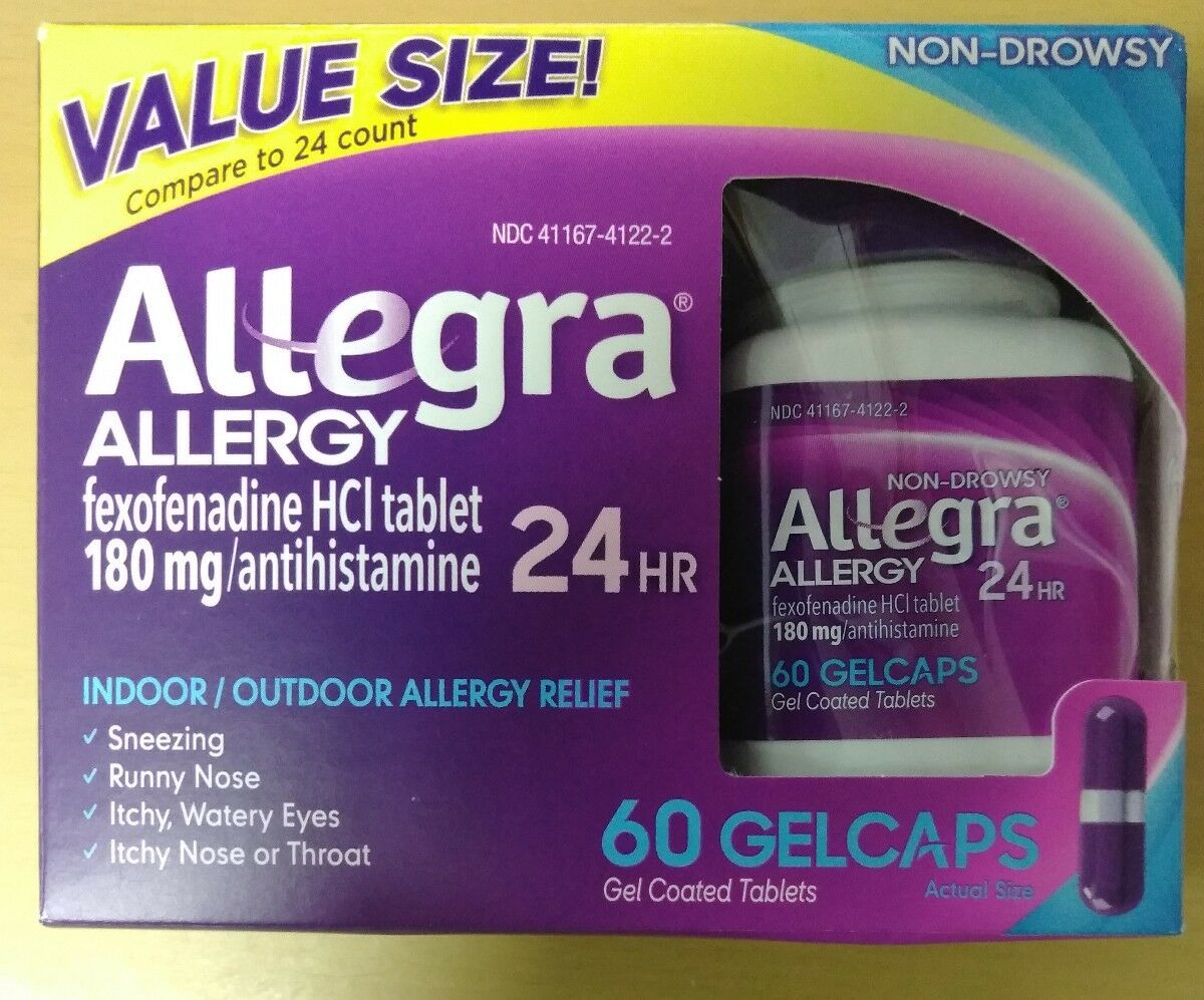 Allegra Allergy 24 Hour Gel Caps 60, Exp-12/2021+