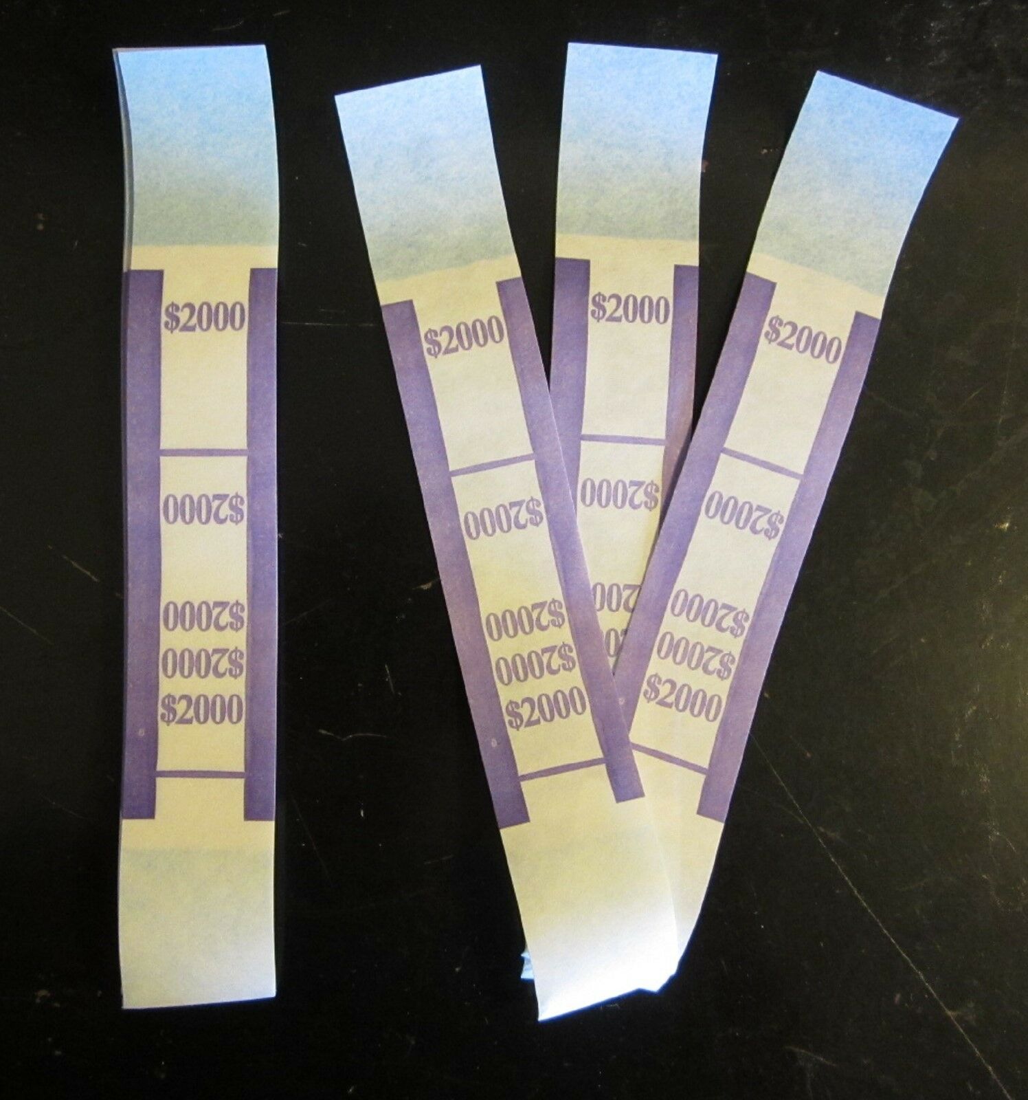 100  Self Sealing Purple $2000 Currency Straps Money Bill Bands Pmc Brand Band