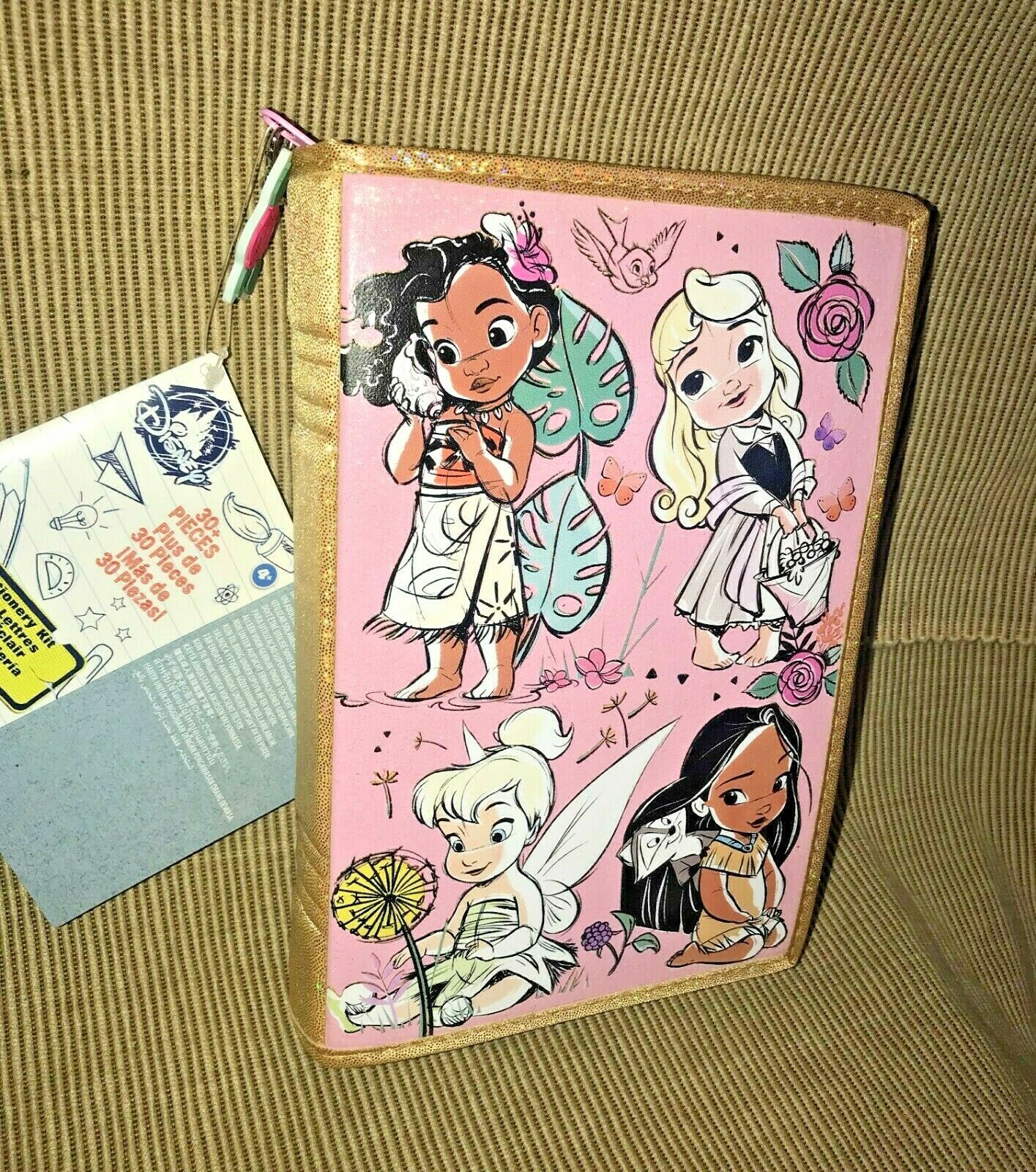 New Disney Animators Princess & Tinker Bell Toddler Zip Up Stationery Kit