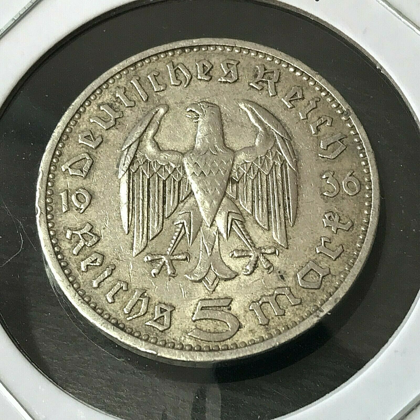 1936-a  Germany Silver 5 Marks  Nice Coin