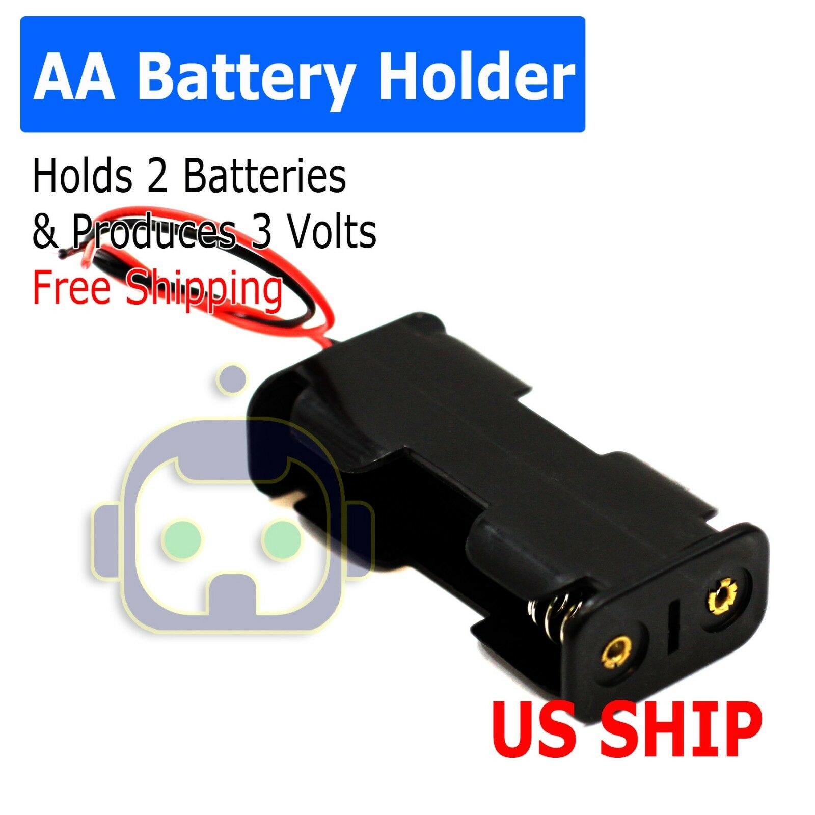 Battery Holder Case Box With 3" Wire Leads For 2x Series Aa Batteries 3v Us