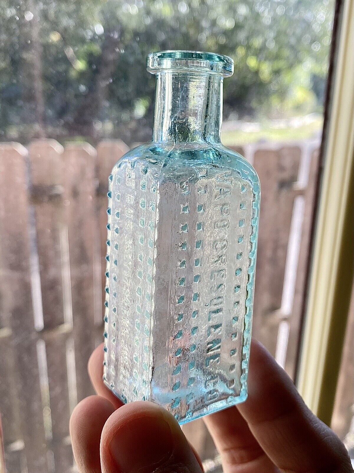 Vapo-cresolene Co Antique Poison Bottle Aqua Victorian Era Double Patent