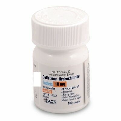 Generic Otc - Cetirizine 10mg 100 Tabs Allergy Pills, Exp 2022 Or Later!