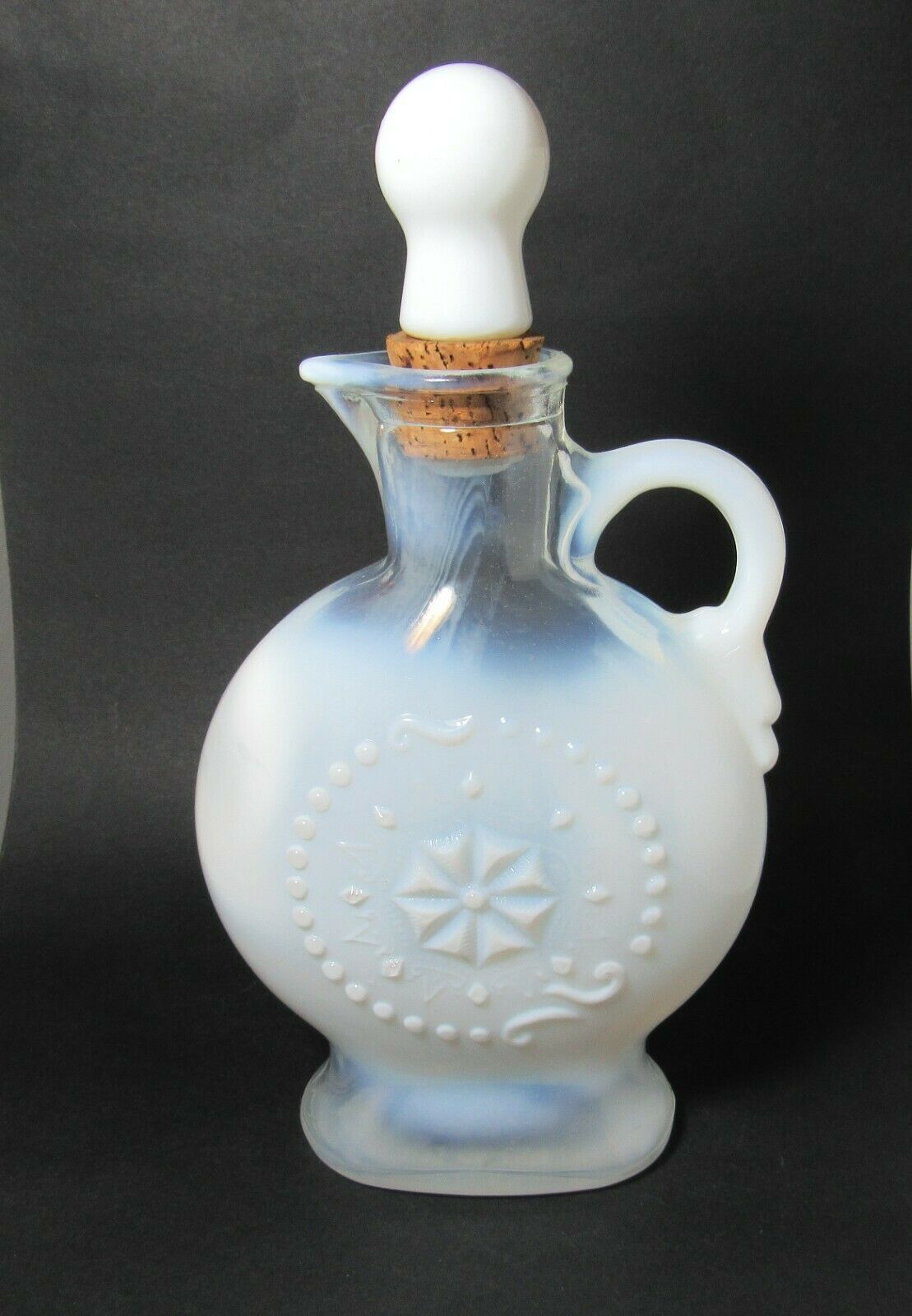Vintage 1957 Jim Beam Whiskey Bottle White Milk Glass Excellent Cond 11"