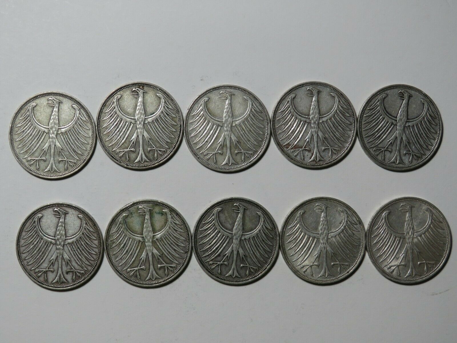 Lot Of 10 - Germany Federal Republic 5 Deutsche Mark - Silver 1951 1965 1966