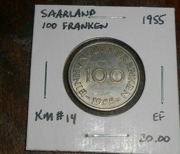 Saarland 1955 100 Franken Coin