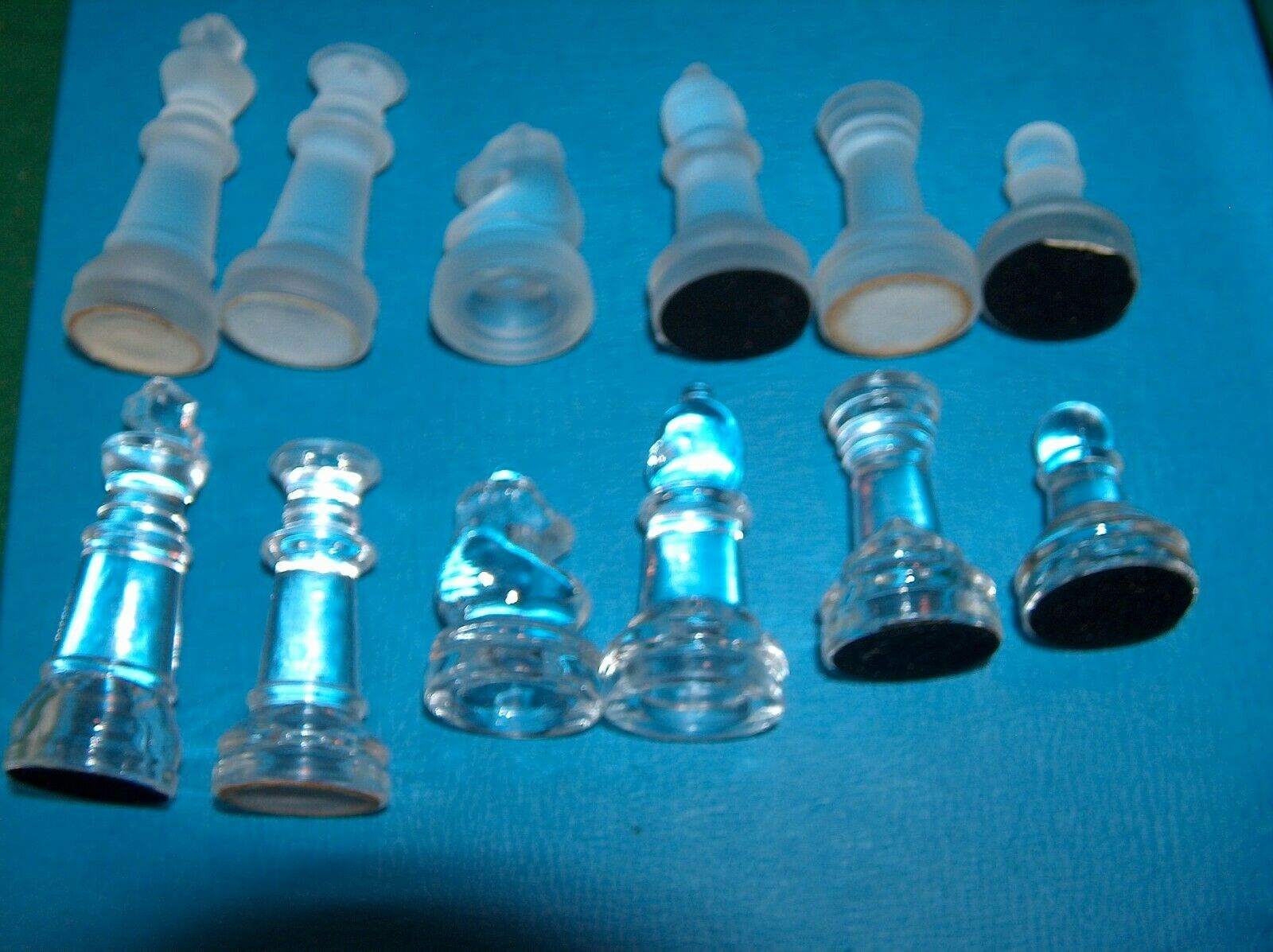 Chess Pieces From 3" King Set  Clear Frosted Glass Replacement Sold Separately