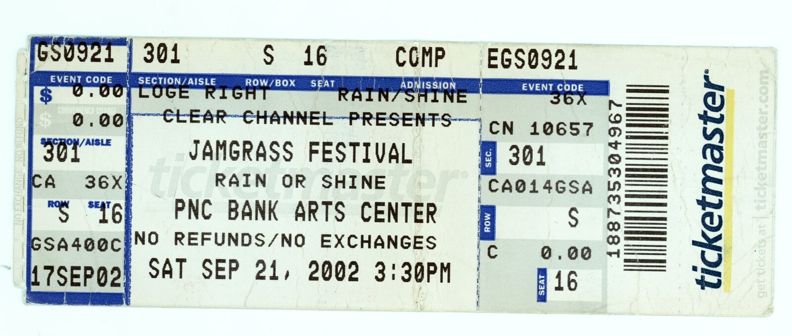 Rare Incubus & 30 Seconds To Mars 9/21/02 Holmdel Nj Jamgrass Festival Ticket!