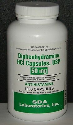 Diphenhydramine 50mg Capsules Sleep Aid & Antihistamine 1000ct -exp Date 08-2022