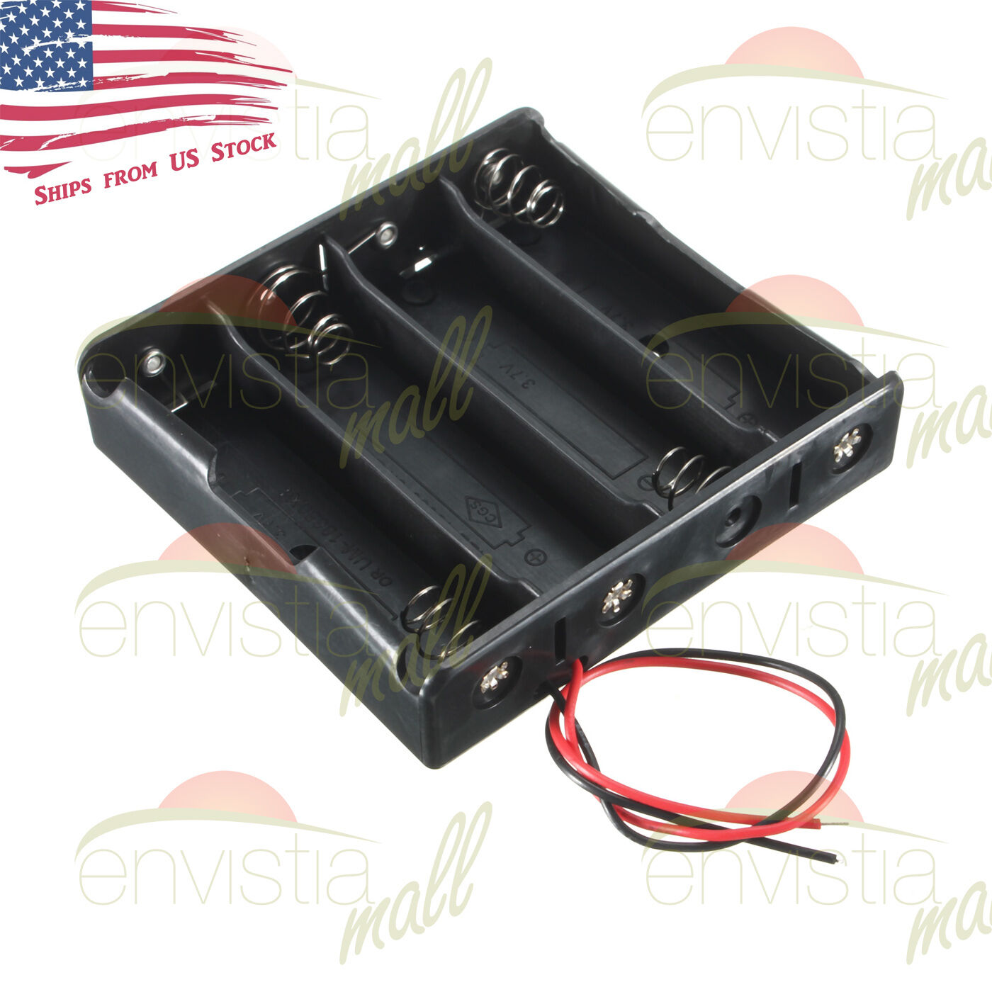 4s Battery Holder Case Box  For 4x 18650 15v Li-ion With 6" Wire Leads Usa