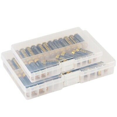 Clear Aa/aaa Battery Storage Case/box/organizer Plastic Holds 96 Batteries 2-pk