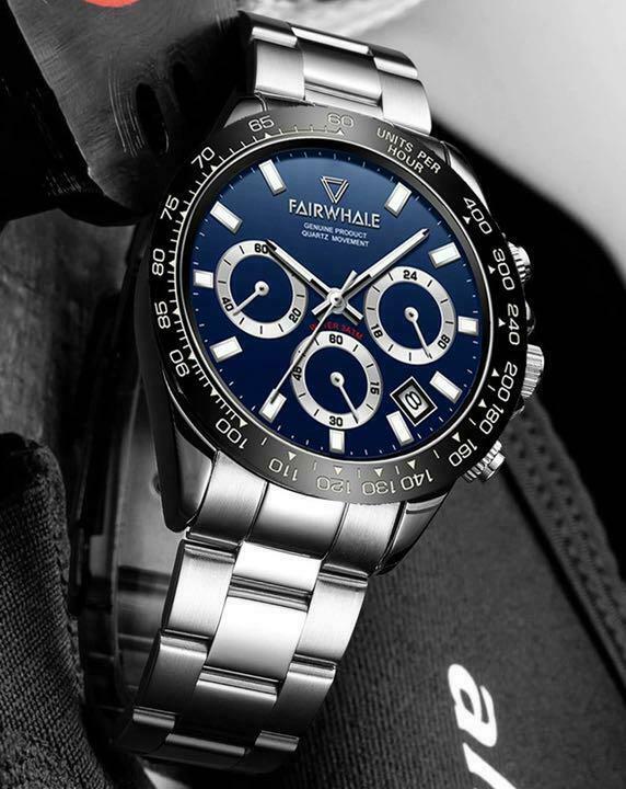 Not In Stock Japan Men's Design Watches Chronograph Blue Calendar Maturity