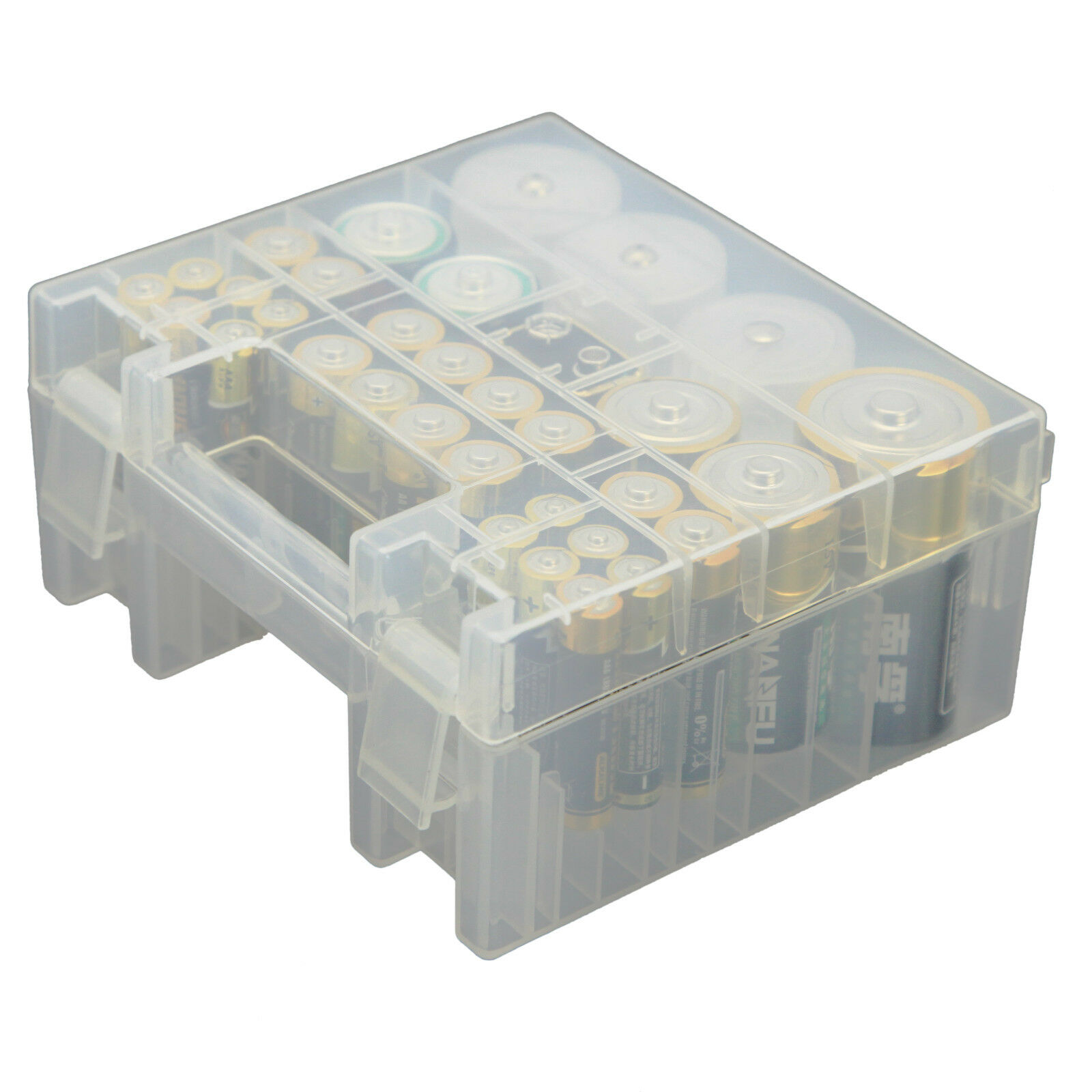 Aa Aaa C D 9v Battery Storage Box Case Holder Container Organizer Clear Plastic