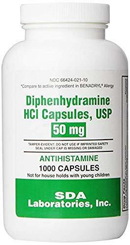Diphenhydramine 50mg Capsules By Sda Labs 1000ct
