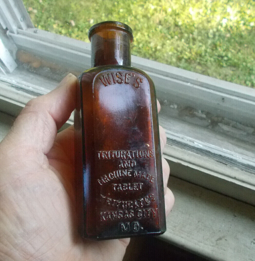 Wise's Triturations & Tablet Triturates Kansas City 1890s Hand Blown Med Bottle