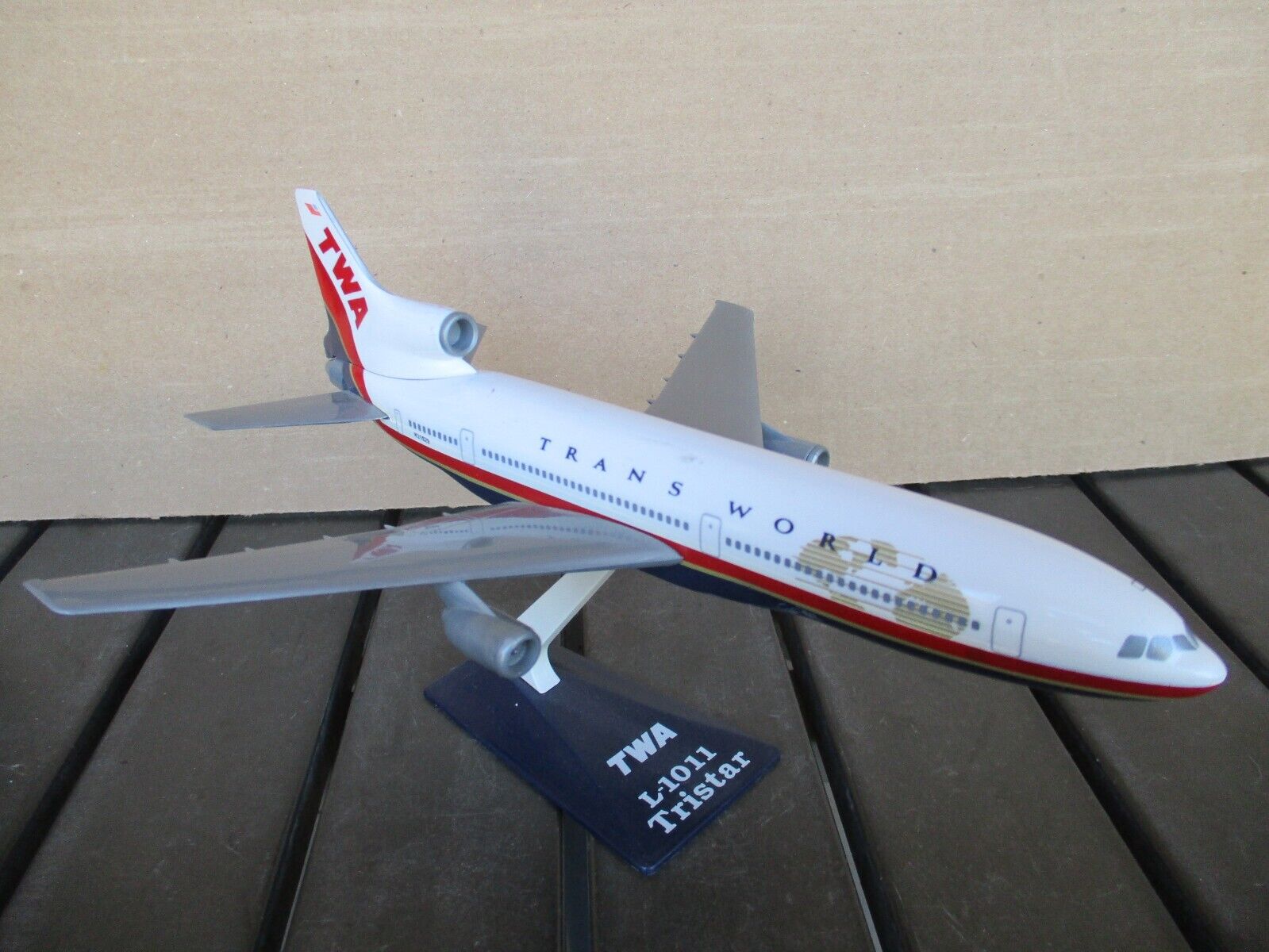 Twa L-1011 Tristar Airline Airplane Desk Model With Stand