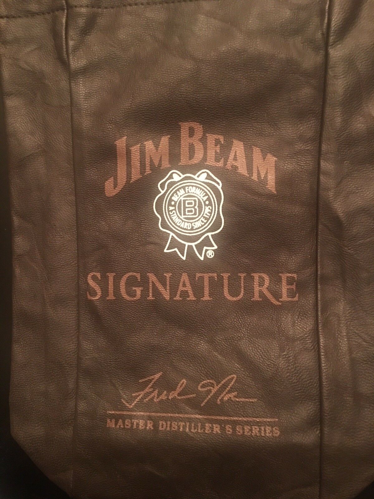 Jim Beam Whiskey Bourbon Leather Pouch Bag Master Distiller Fred Noe
