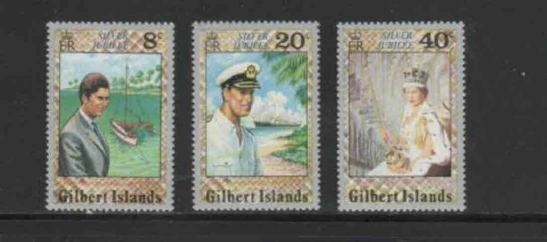 Gilbert Island #293-295 1977 Qeii 25th. Anniv. Mint Vf Nh O.g Aa