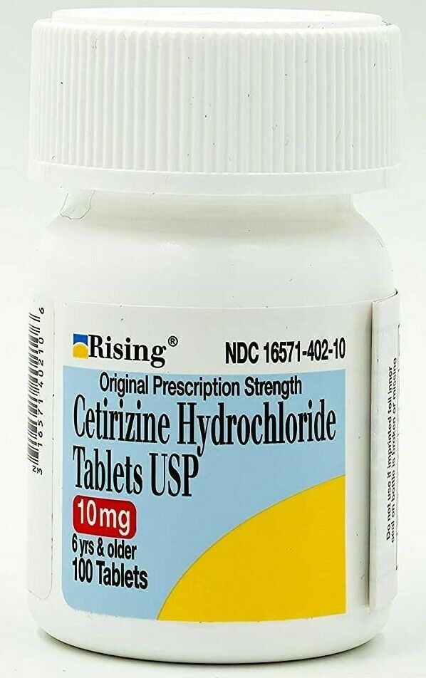 Rising Cetirizine Hydrochloride Antihistamine 10mg Tablets 100 Tabs Exp 03-2022