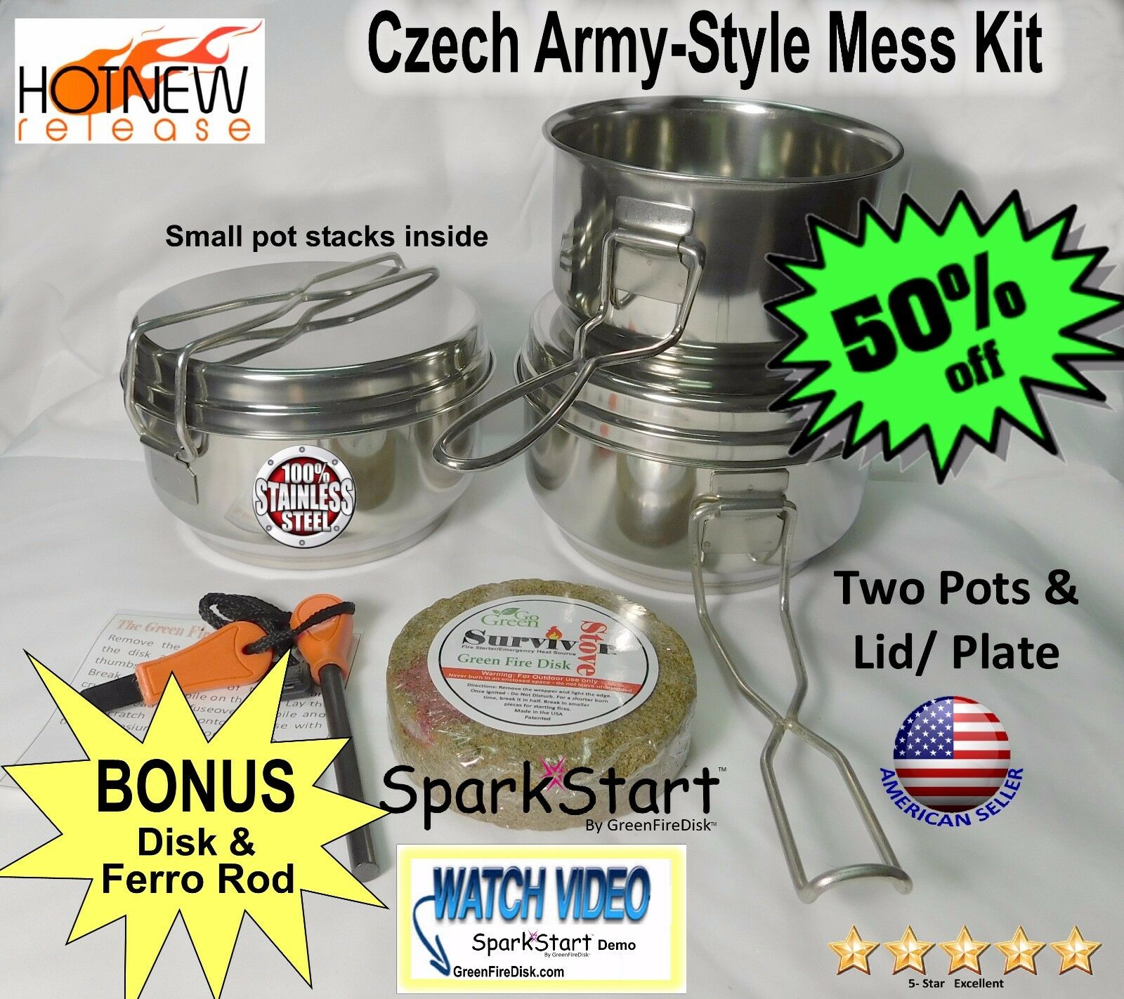 Camping Cookware Mess Kit Backpacking Gear & Hiking Outdoors Bug Out Bag Cook...