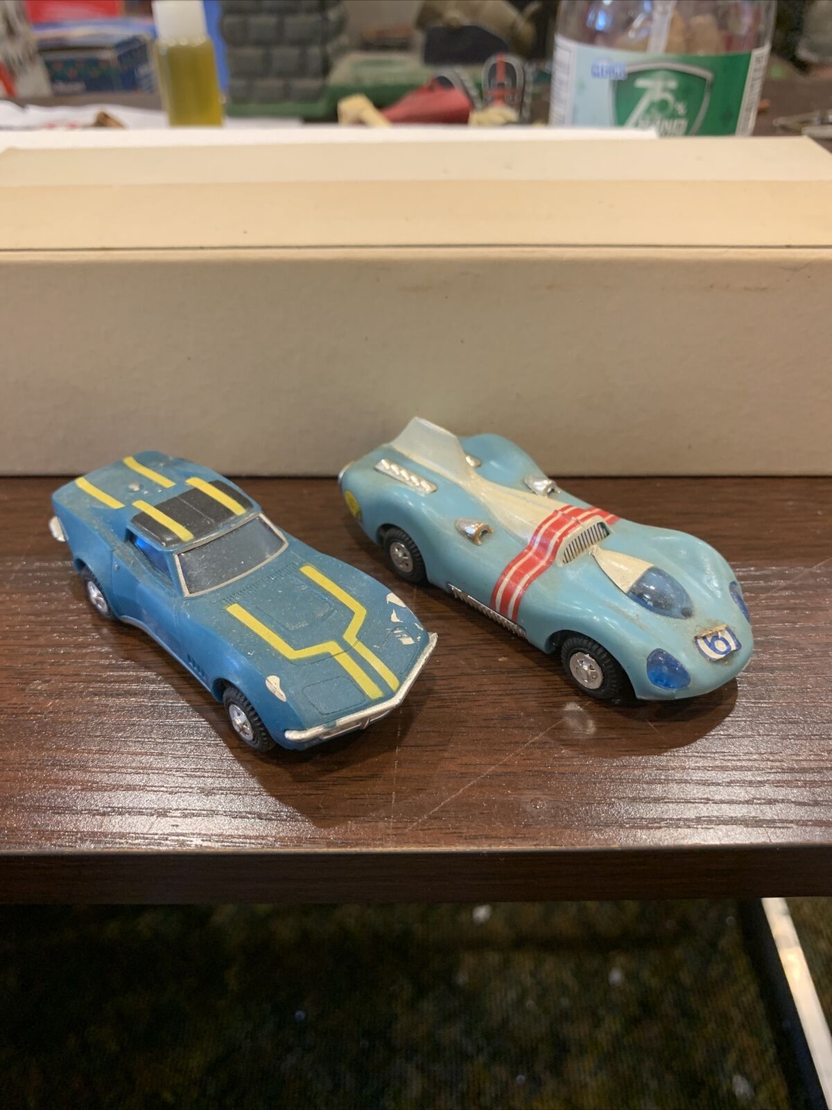 Lot Of 2 Vintage Mini Motorific Bon'vil Racer Car - Ideal Toys 1969 & Sting Ray