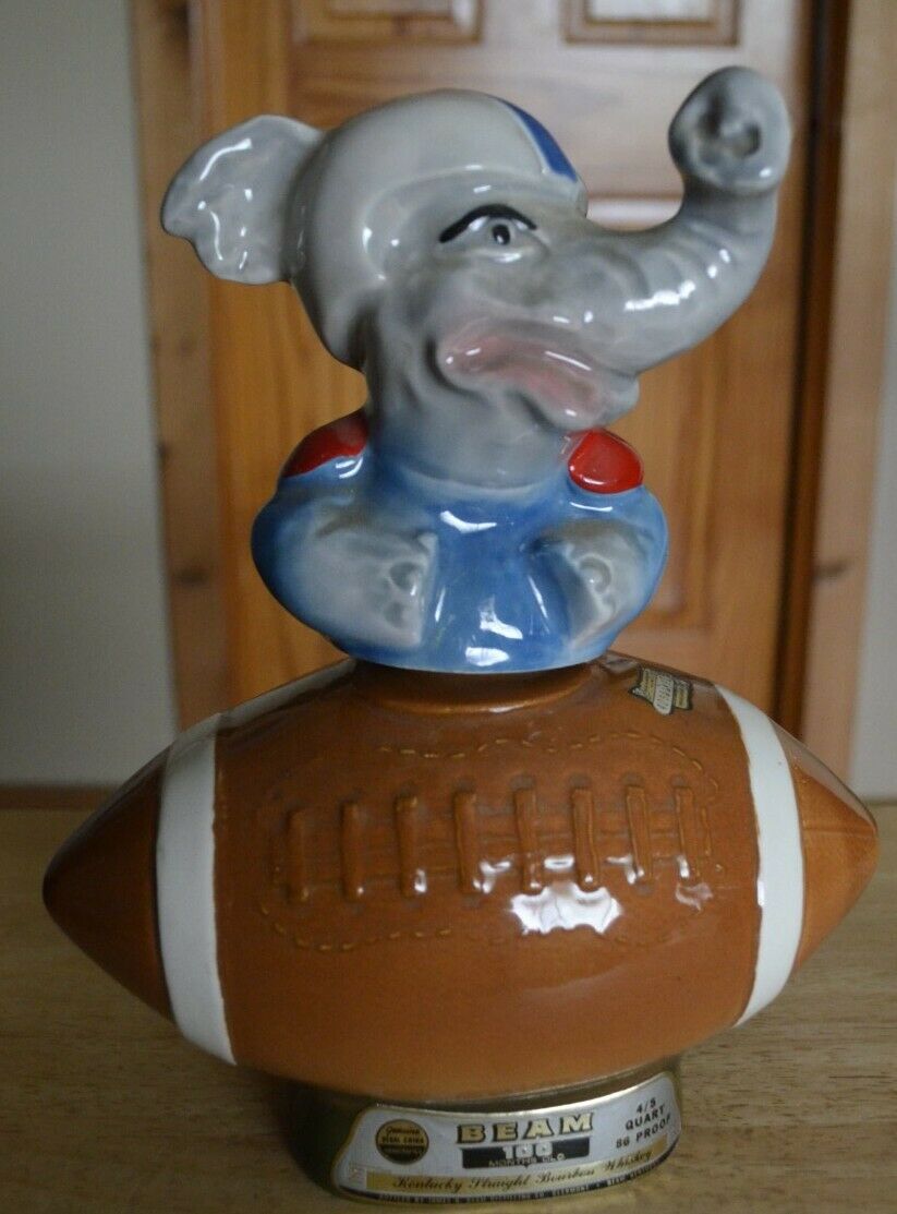 Jim Beam 1972 Republican Elephant Football Whiskey Decanter Empty