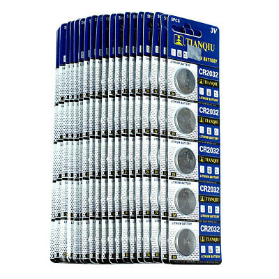 100 Pcs Cr2032 Lithium Battery 3v Button Cell Batteries-carded