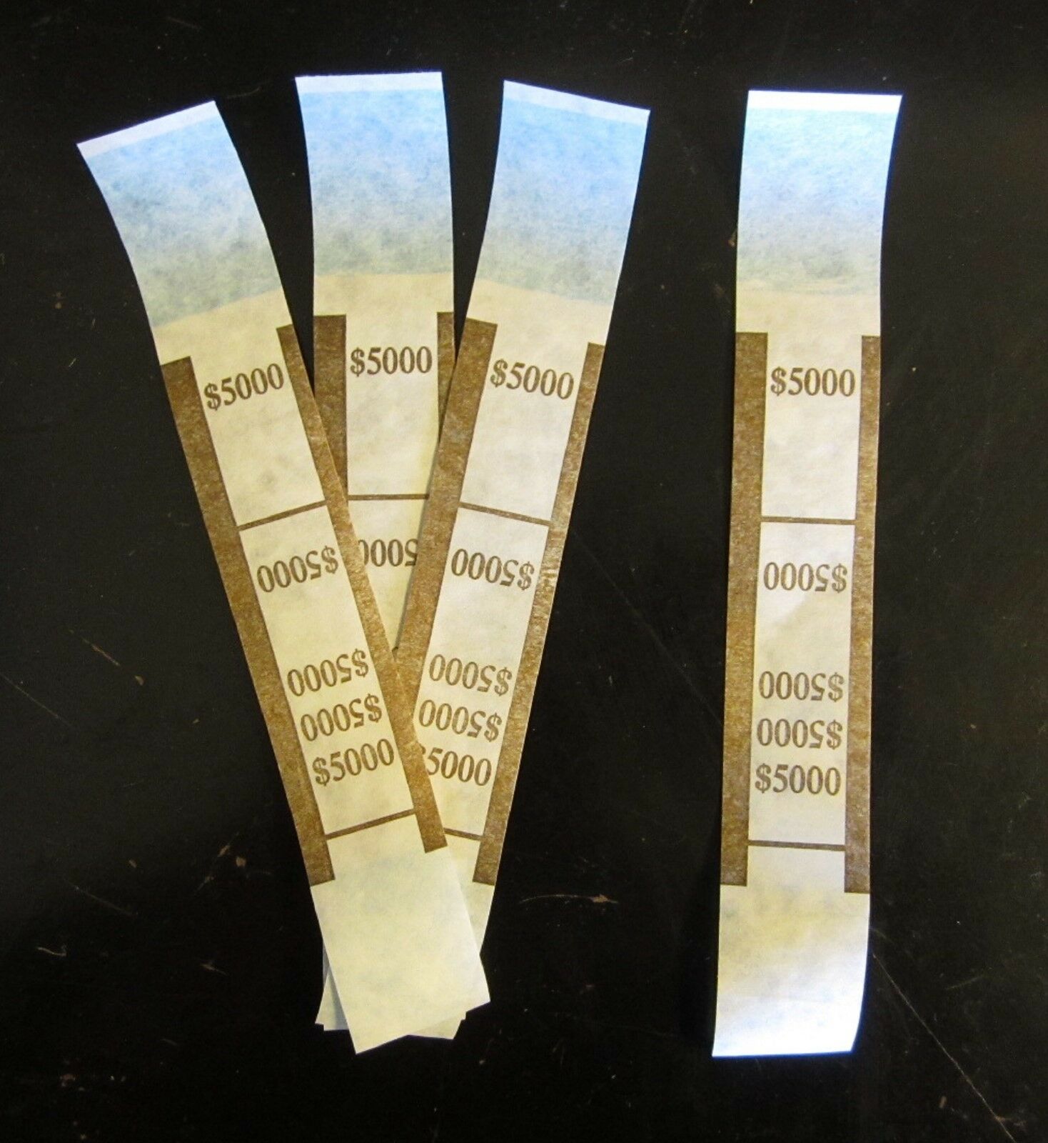 100  Self Sealing Brown $5000 Currency Straps Money Bill Bands Pmc Brand Band