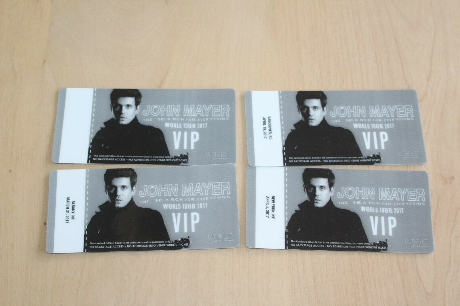 Special Offer /   John Mayer -  4x Laminated Backstage Pass  / Collection Lot