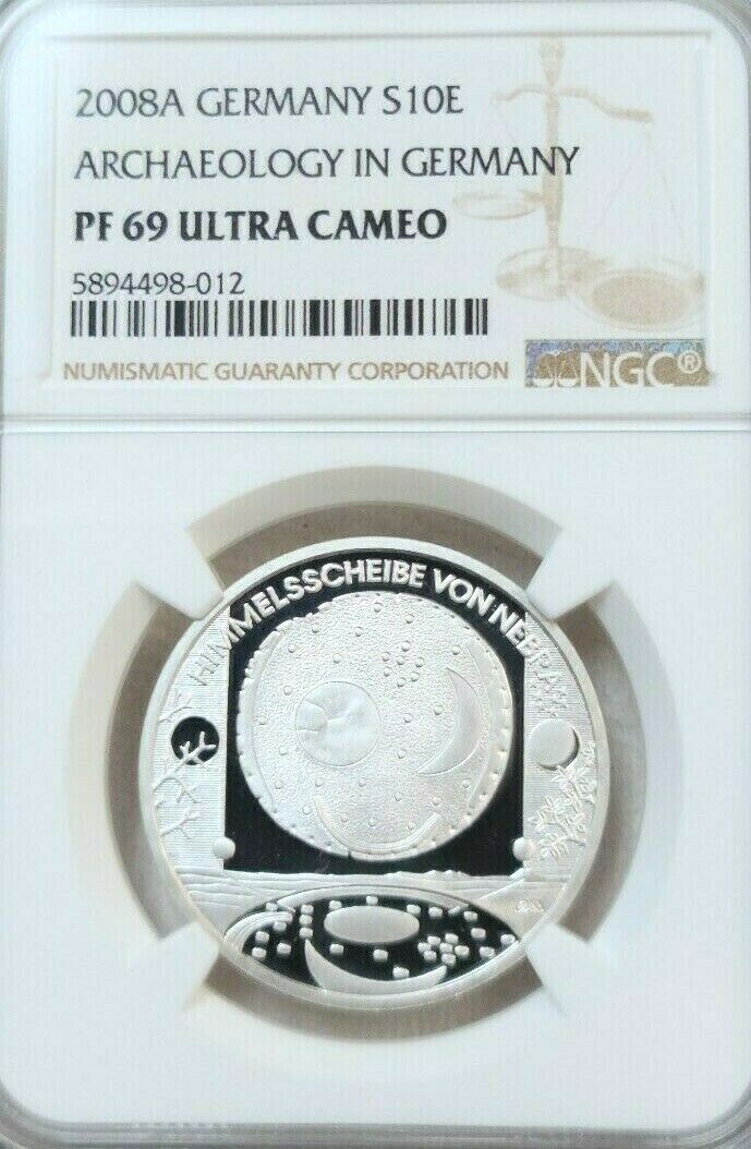 2008 Germany Silver 10 Euro Archaeology Ngc Pf 69 Ultra Cameo Scarce Top Pop